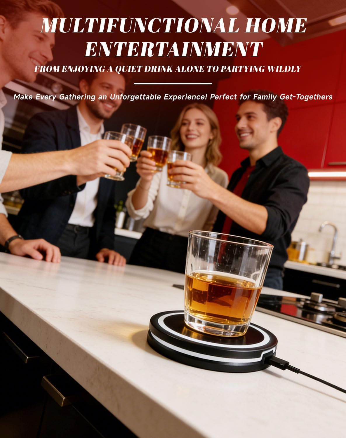 2.0 Smart Coaster Cocktail Machine, 2026 New Smart Coaster Cocktail Mixer with App, Cocktail Maker with LED and Built-in Smart Sensing Tech for Home Bar Party (Black-1PC)