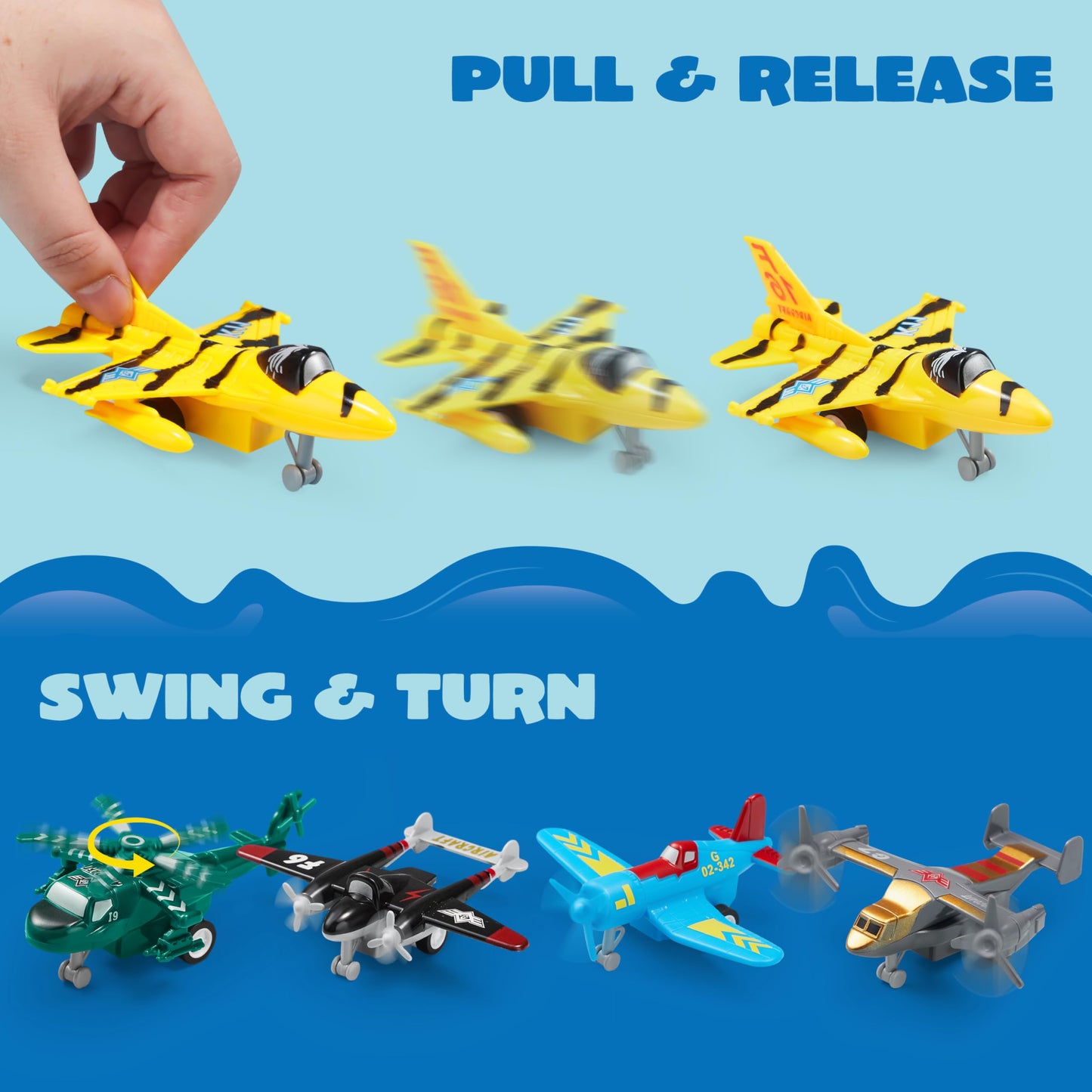 JOYIN 16 Pcs Pull Back Airplane Toys, Boys Plane Playset, Aircraft Incl Helicopter, Fighter, Bomber, Biplane Model, Gifts for Toddler Kids 3+ Years Old, Kids Presents, Treasure Box Toys for Classroom