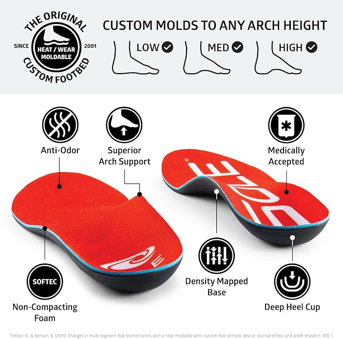 SOLE Active Medium Insoles - Custom Moldable Orthotic Support for Any Arch Type, Plantar Fasciitis Relief - Multiple Sizes