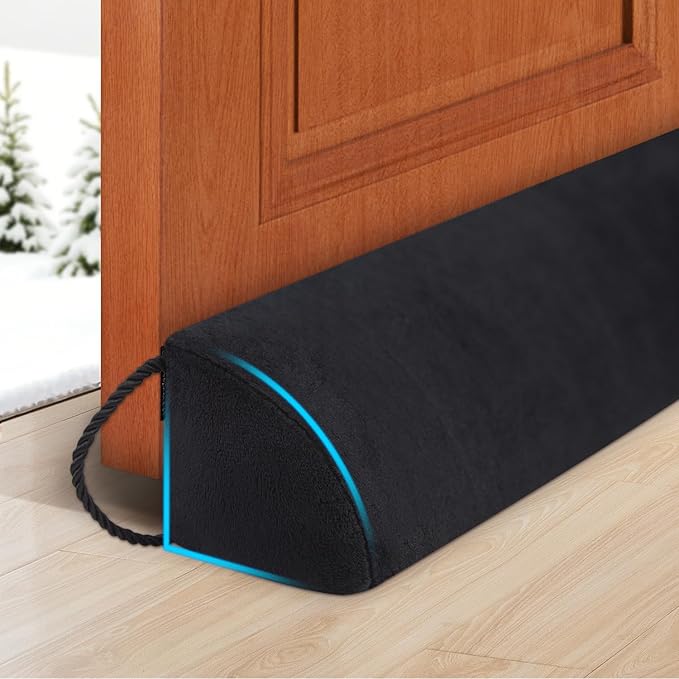 HomeProtect 32 inch Under Door Draft Stopper Triangle Under Door Cold Air Stoppers Black Wind/Breeze Noise Blocker Door Sweeps, Improved Triangle Design More Fits 0 to 3" Door Gaps