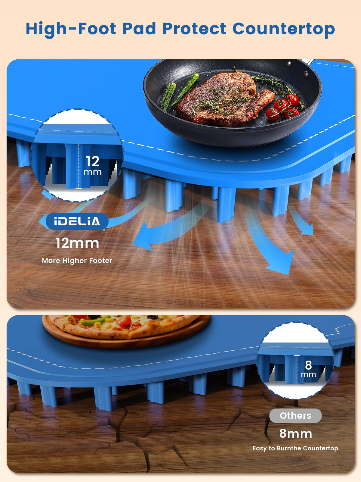Food Warming Mat Electric Heating - Portable Silicone Warming Tray with 7 Temperature Settings and 8 Hours Timer for Party Buffet Home Travel Kitchen (31.5"x15",Bule)