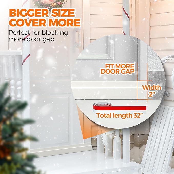 Holikme Door Draft Stopper Weather Stripping Door Seal - 32 inch, White