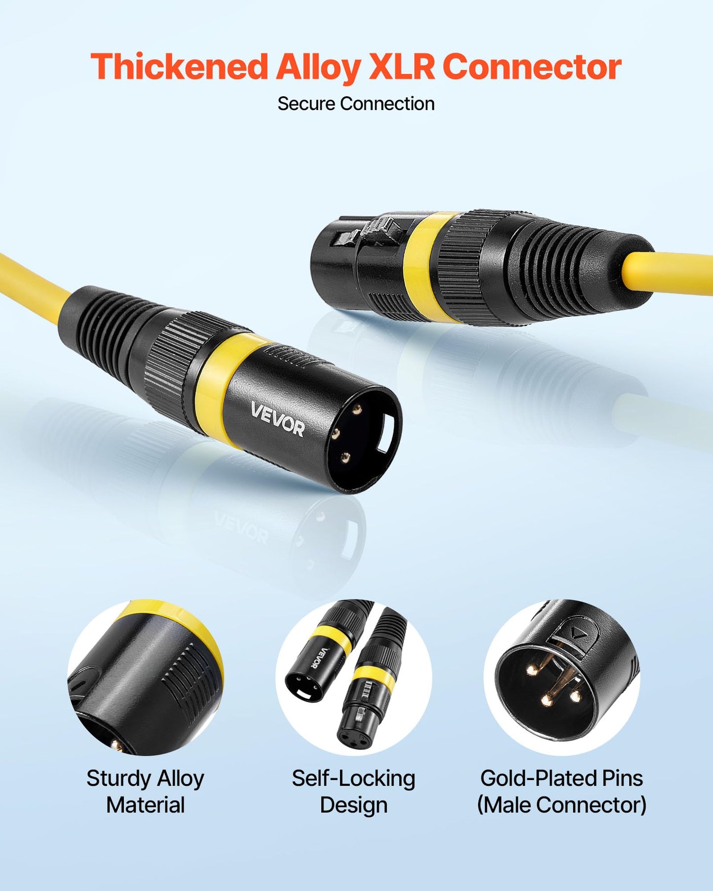 Vevor Xlr Cable 6.5 Ft, 10 Pack, Shielded Balanced Dmx Male To Female Microphone Cables, Gold-Plated 3-Pin Xlr Mic Speaker Cord