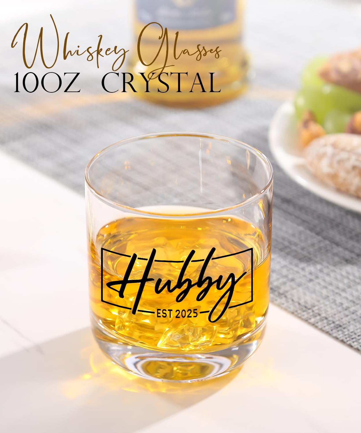 comfit Wedding Gifts for Couples,Hubby & Wifey EST 2025 Wedding Glass Set,Bridal Shower Gifts for Bride and Groom, Newly-Married Anniversary for Him/Her，Mr and Mrs Gift