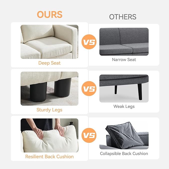 WUTUTUEE 107”Modular Sectional Sofa Convertible U Shaped Sofa Couch Set with Storage for Living Room, Modern 6 Seater Modular Sectional Couch with Movable Ottoman, Chenille(Beige)
