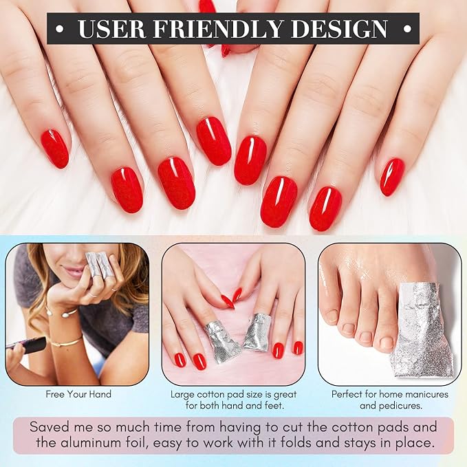 Makartt Nail Polish Remover Set - 200 pcs Foil Nail Wraps with Cuticle Pusher, Soak Off Foils for Gel Remover with Lint-Free Larger Cotton Pads for Gel Polish Removal at Home