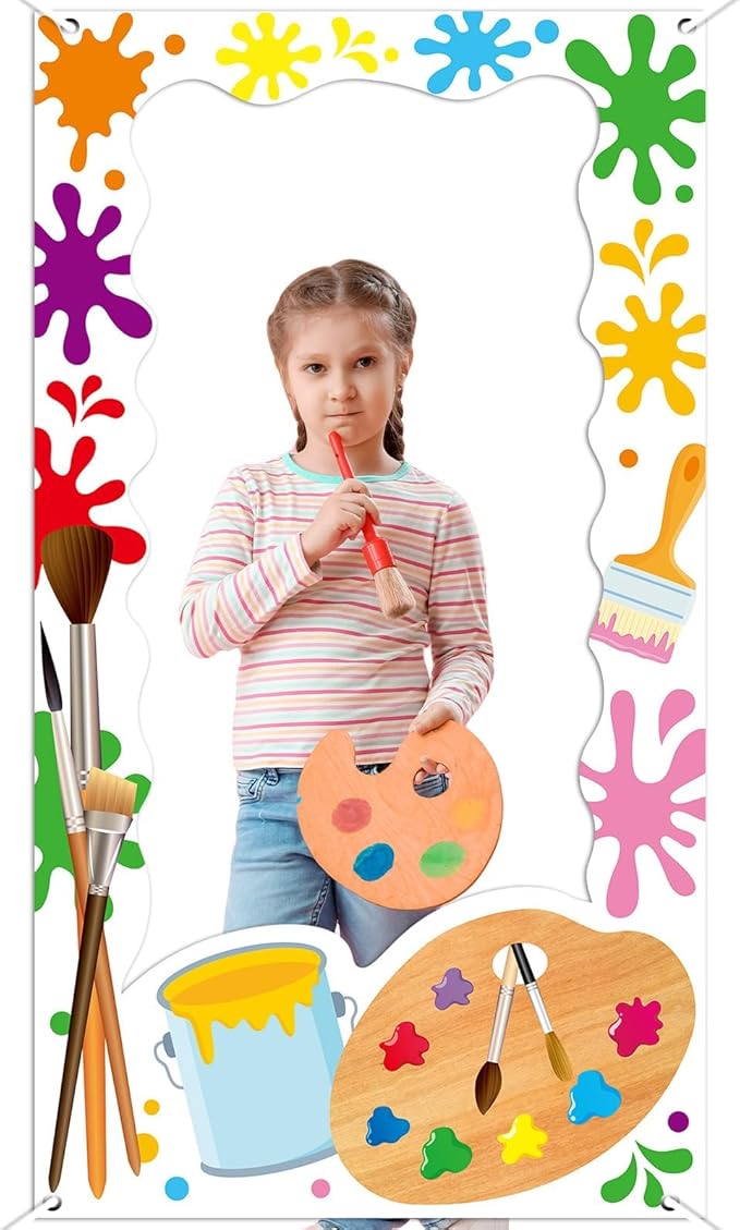 Art Paint Party Birthday Decorations Art Painting Photo Booth Props Colorful Paint Splatter Backdrop Banner Artist Theme P...