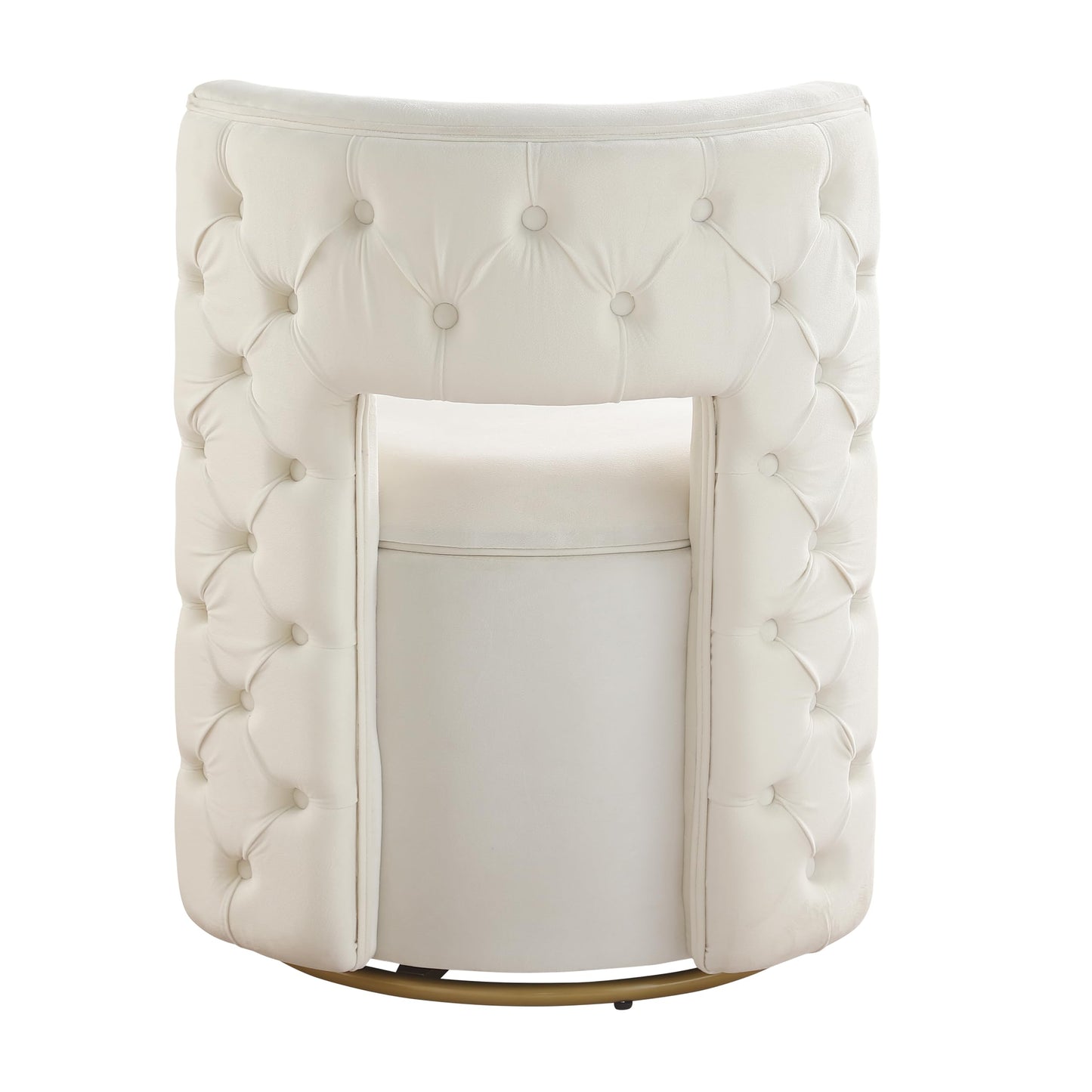 Swivel Accent Chair,Velvet Round Storage Sofa Club Upholstered Barrel Modern Arm Chair for Nursery, Living Room, Hotel, Bedroom, Office, Lounge, Hotel Office (Off White)