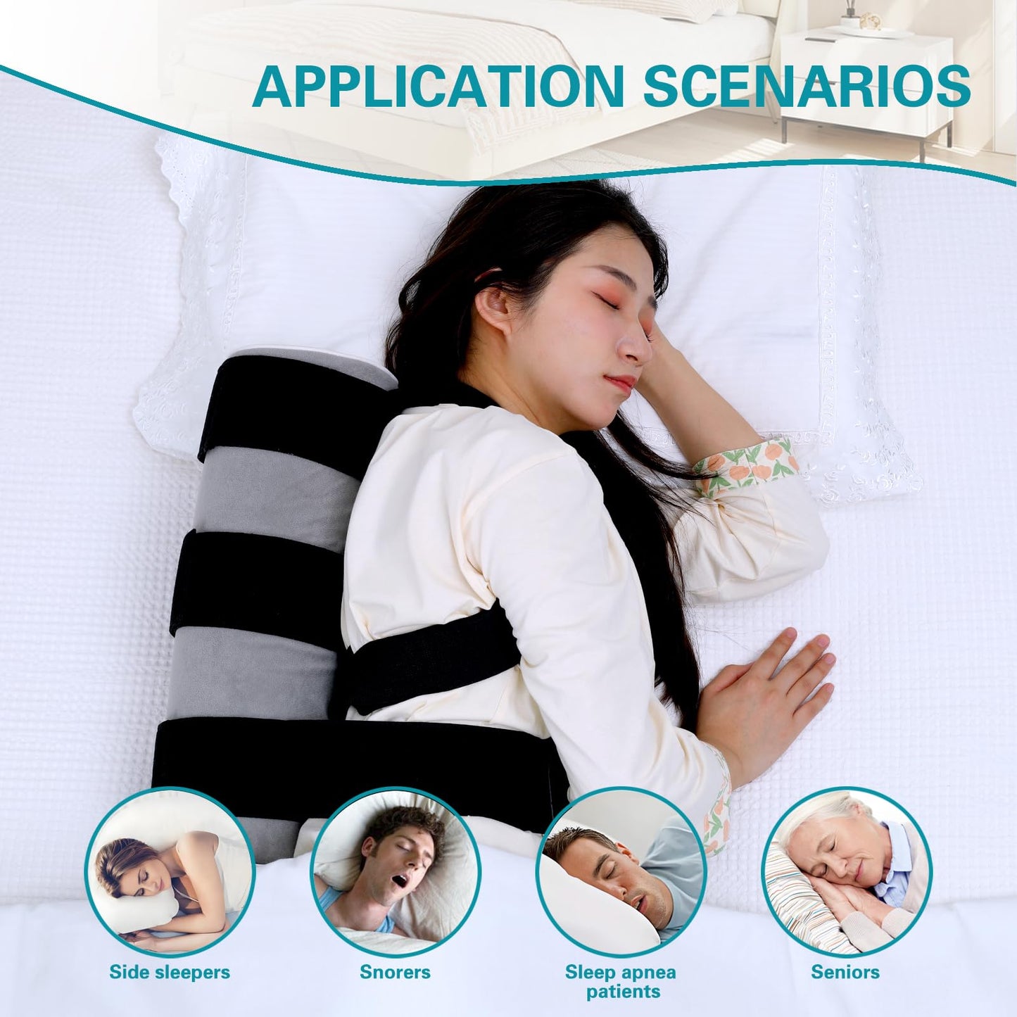 Side Sleep Trainer for Positional Sleep Apnea - Anti Snoring Device to Prevent Back Sleeping, Sleep Positioner for Snore Relief & Better Breathing | Lightweight, Comfortable & Effective Backpack