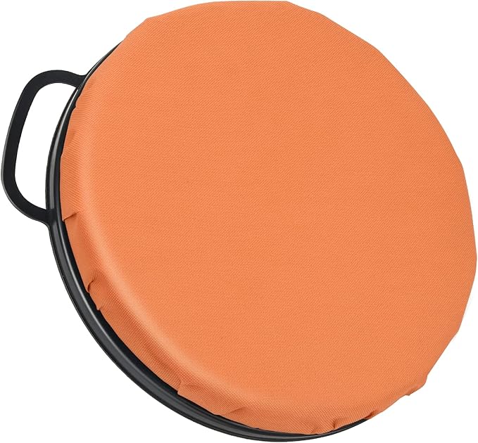 Foxtune 360-Degree Swivel Bucket Seat, 5 Gallon Bucket Lid, Spin Bucket Seat Cushion, Silent, Comfortable, Water-Resistant, for Fishing, Gardening, Hunting and Camping (Orange)