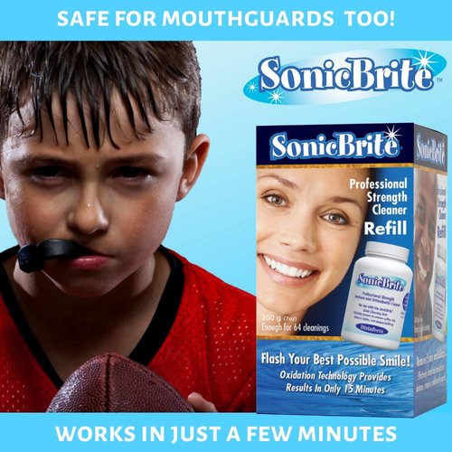SonicBrite Professional Strength Dental Appliance Cleaning Powder 7 oz | Retainer, Aligner, Mouth Guard & Denture Cleaner eliminates Stains, Odor Causing Plaque and buildup (3 - Count)