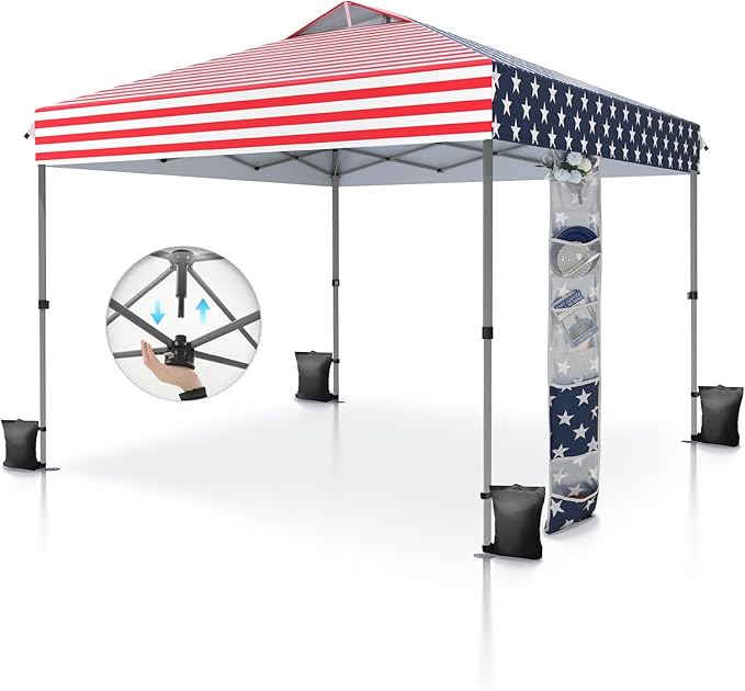 PHI VILLA 10x10 Pop Up Canopy Tent - One Push Setup, Instant Shade Tent with Vented Roof for Beach & Events - Includes Sto...