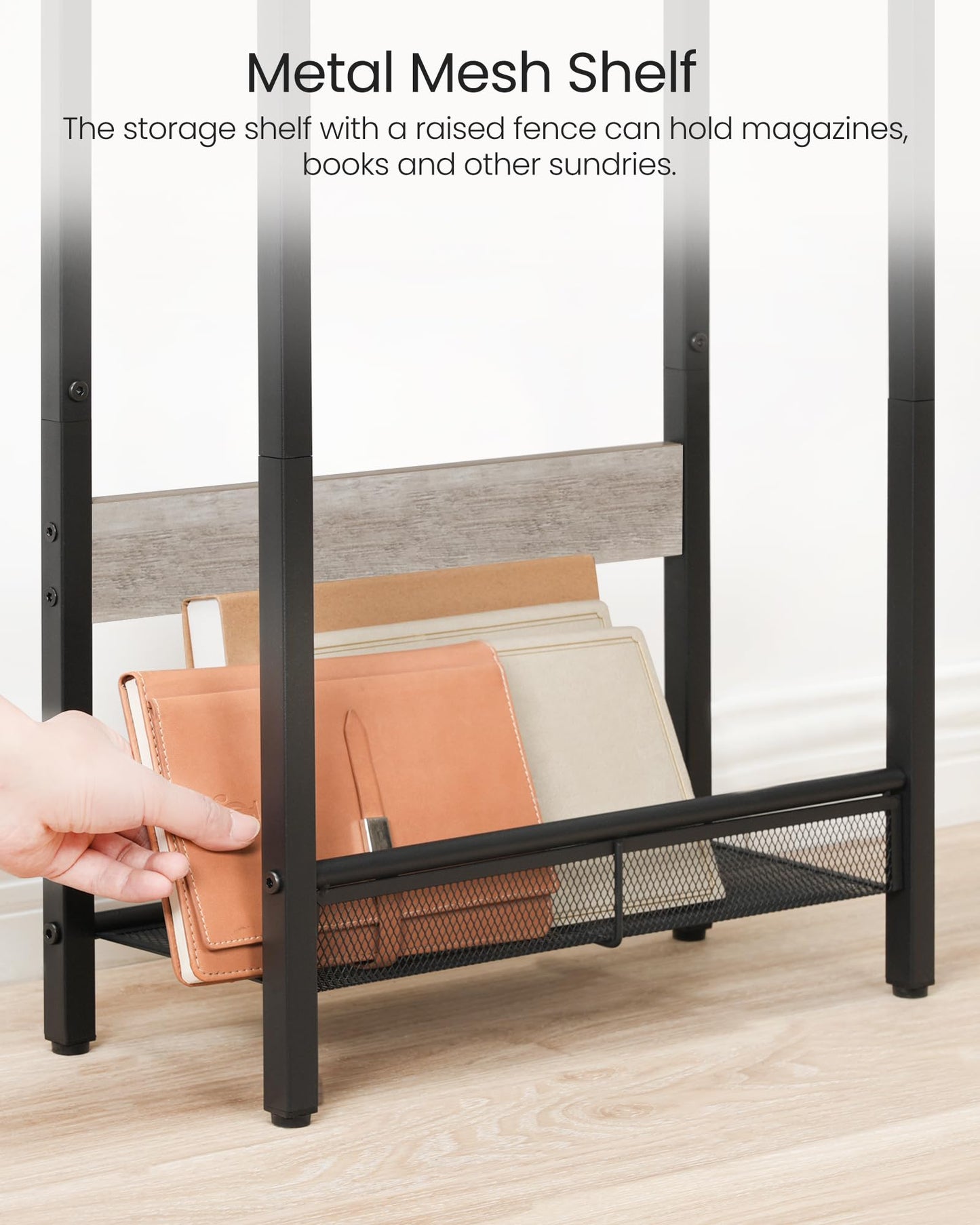 CHOEZON Side Table with Charging Station, Narrow End Table, Slim Nightstand for Small Space, Skinny Beside Table with Storage, for Living Room, Bedroom, Greige and Black DTBZ05KBH
