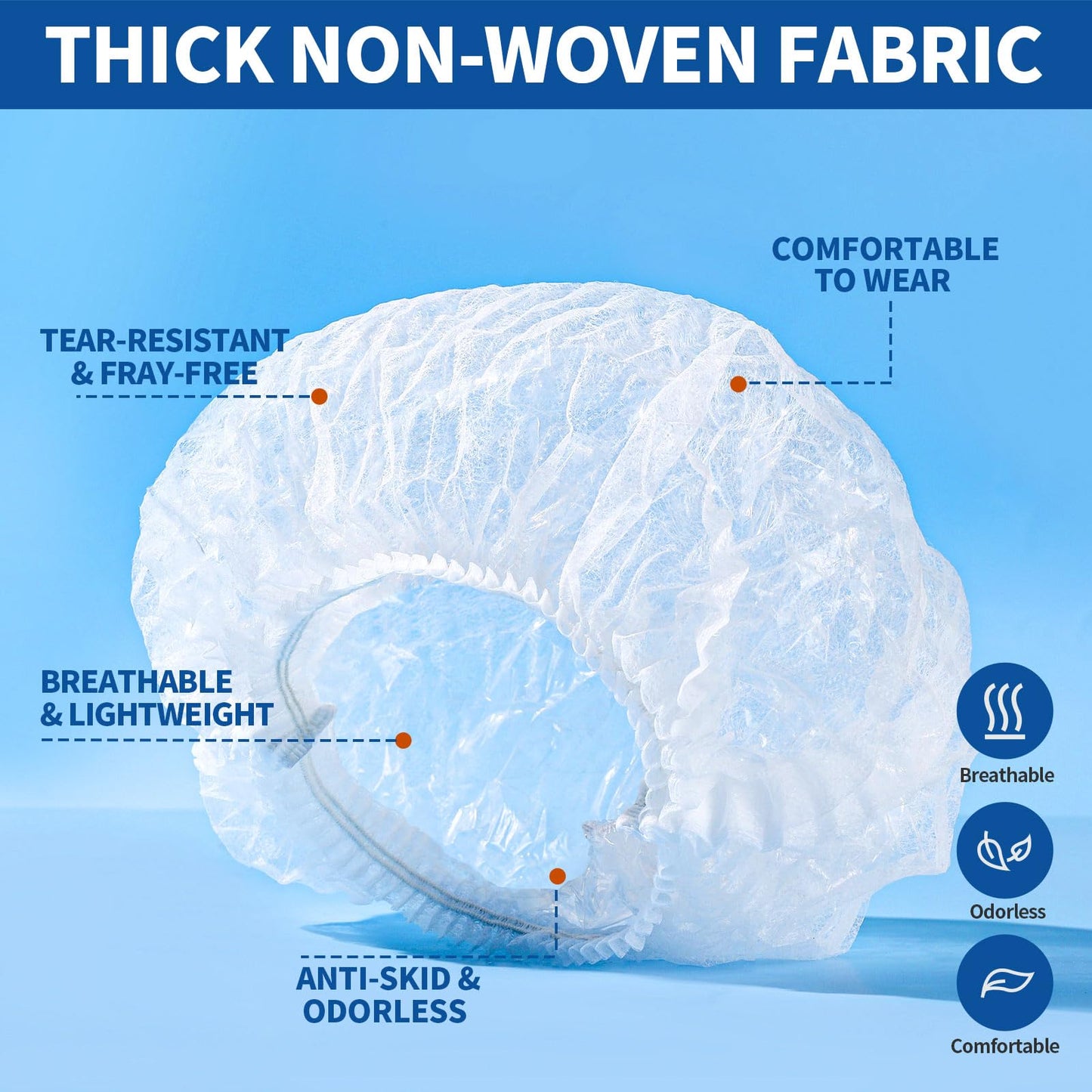 LEOBRO Hair Net, Hair Nets for Food Service Workers, 50PCS Hairnets for Foodservice, Kitchen Hair Nets for Women Men Cooking, Non-woven Bouffant Caps, Disposable Hair Cap Hair Cover, White, 21 Inch