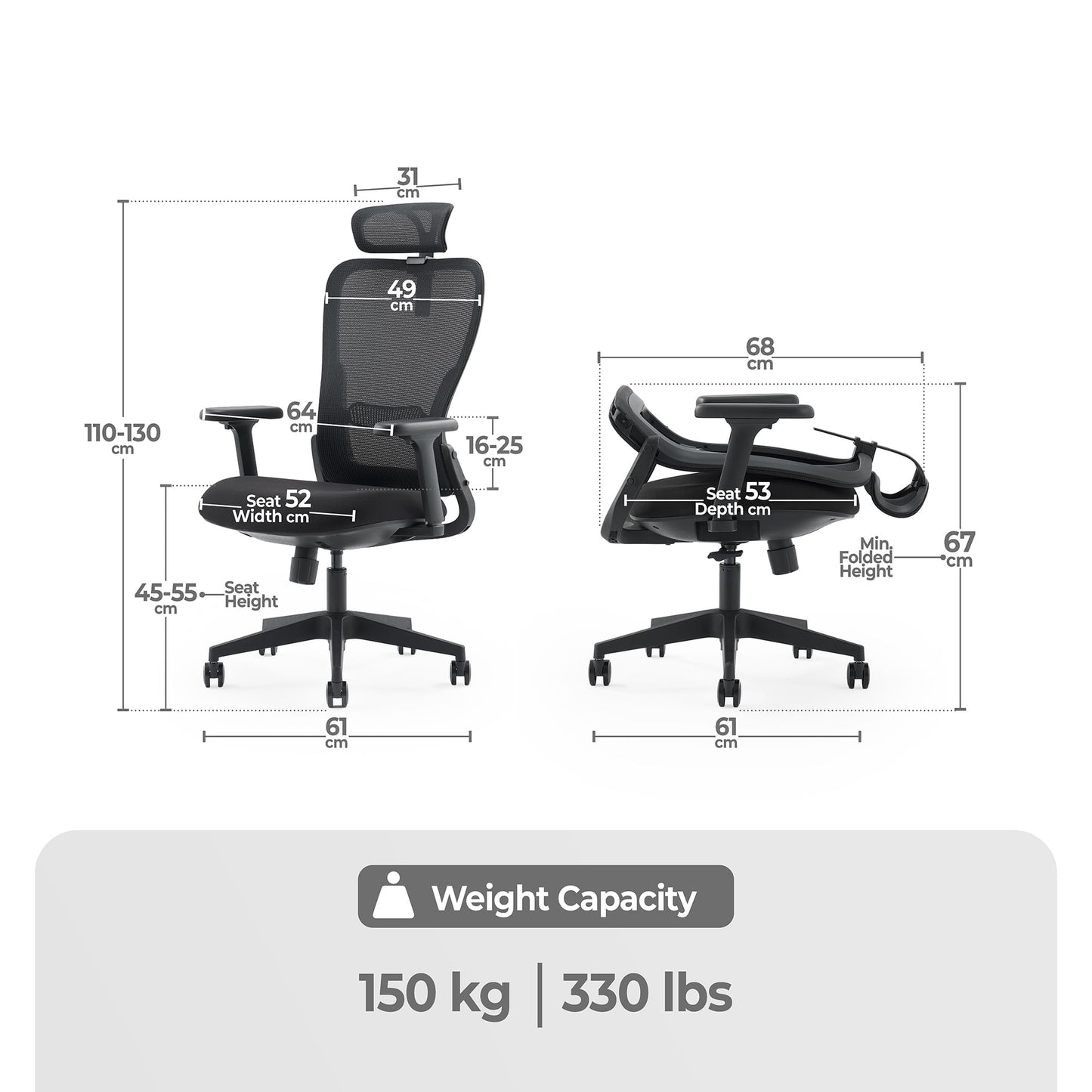 Tervo Model Y | Folding Office Chair for Small Spaces | Gaming Chair for Adults & Kids | Ergonomic Mesh Computer Chair | Foldable Desk Chair Home Work |