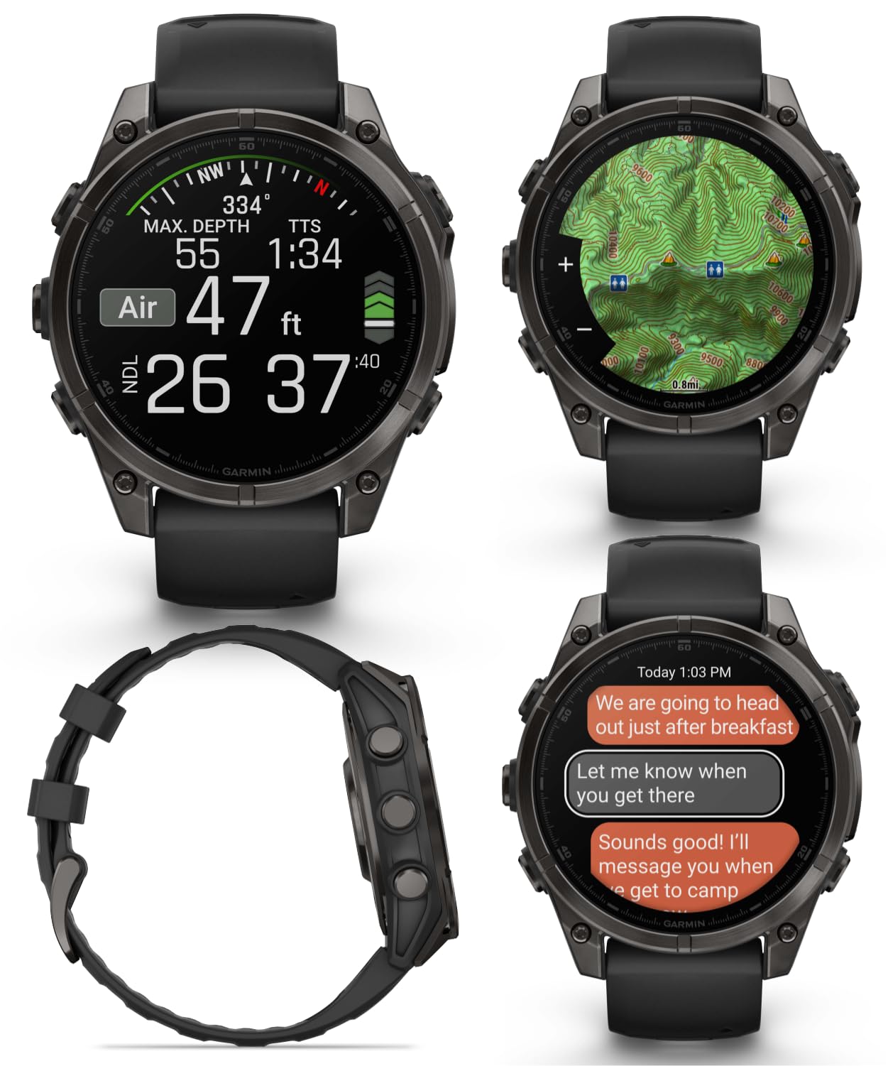 Wearable4U Garmin Fenix 8 - 47 Mm, Amoled Sapphire Multisport Gps Smartwatch,Carbon Gray Dlc Titanium With Black/Pebble Gray Sil