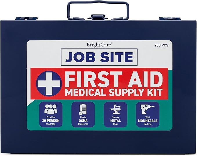 Metal Case First Aid Kit for Job Site & Contractors - OSHA Compliant, Heavy Duty Case for Work Trucks, Fleet, Renovation, ...