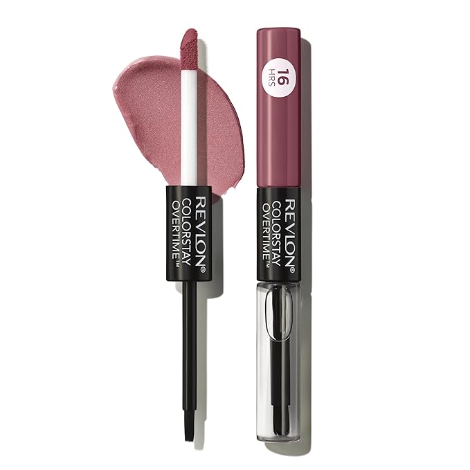 Revlon Liquid Lipstick with Clear Lip Gloss, ColorStay Overtime Lipcolor, Stocking Stuffer for Women, 370 Everlasting Rum, 0.07 fl oz