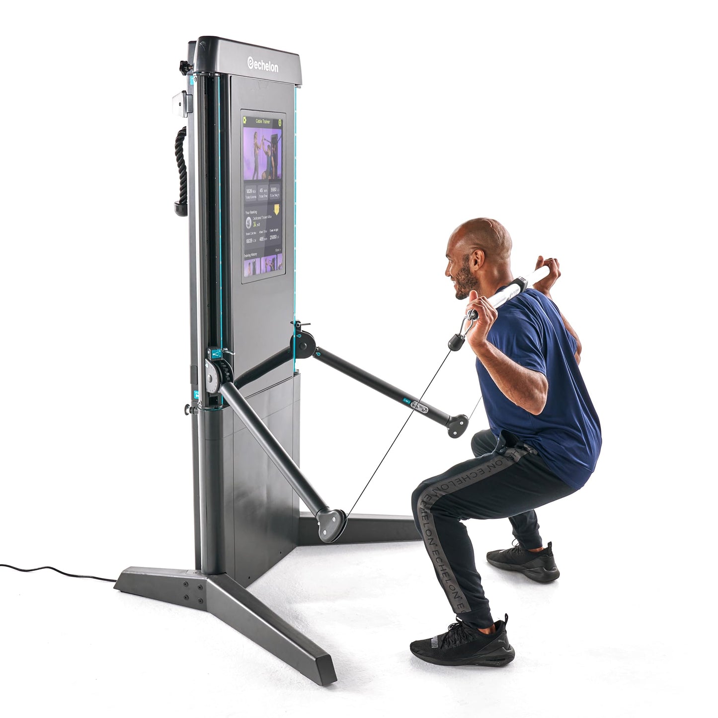 Echelon Strength Pro Commercial Grade Smart Wall-Mounted Trainer with 24” HD Touchscreen, 132 lb Digital Resistance Per Arm, Guided Workouts, WiFi Enabled