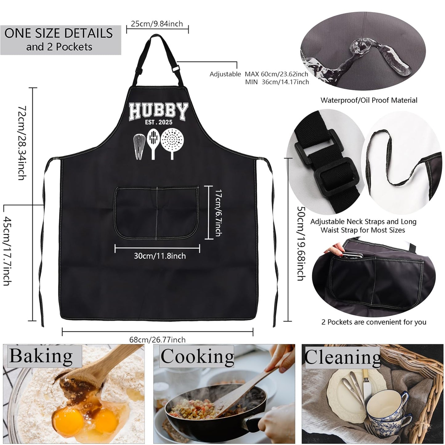MBMSO Hubby Wifey Cooking Aprons for Couples Apron Sets Hubby and Wifey Est 2025 Wedding Gift for Newlywed His and Hers Apron (Hubby&Wifey Apron-Sets)