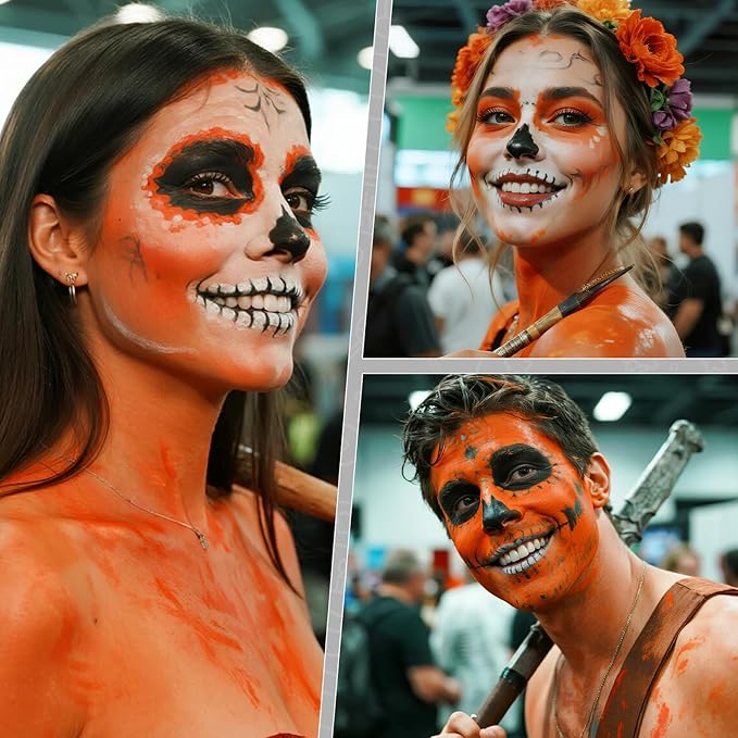 Orange-red Face Paint, Water Based Facepaint, Non Toxic Orange-red Body Paint, High Pigment Face Painting for Halloween, Easter, Themed Parties, Cosplay 1.06 Oz.