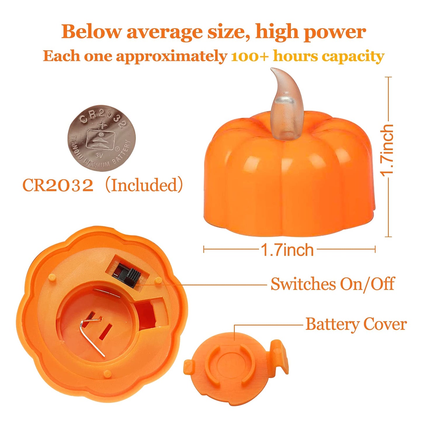 TURNMEON 12 Pack Pumpkin Tea Lights Fall Decorations, LED Orange Pumpkin Lights Flame Less Candles Battery Operated Halloween Pumpkins Flickering Candles for Thanksgiving Table Decor Home Indoor Party