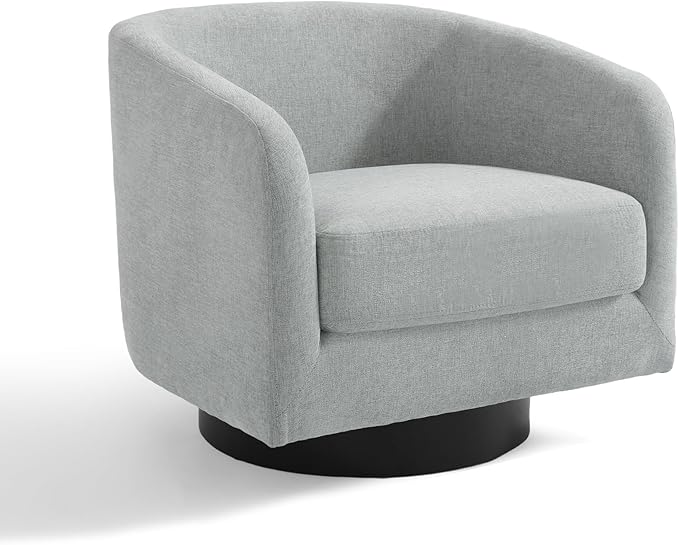 UIXE Swivel Accent Chair, Chenille Barrel Chairs Upholstered Armchair for Living Room, Modern Round Arm Chair Small Single Sofa Bedroom Reading Seat - Light Gray