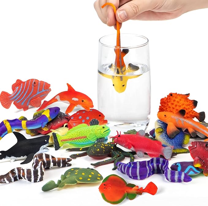 12 Pack Color Changing Sea Animal Toys,Change Color Ocean Animals Figures,Mold Free Bath Toys for Toddlers Kids,Water Tabl...
