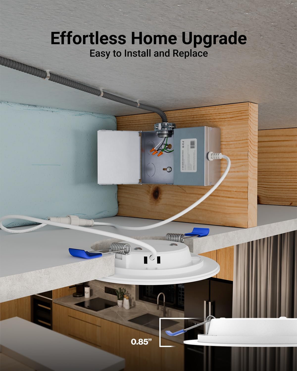 Sunco 24 Pack 4 Inch LED Recessed Lights, Slim Canless Ceiling Lighting, 650 LM, 10W (60W Equivalent), 4000K Cool White, Dimmable, Wafer Thin, Ultra Thin with Junction Box ETL.