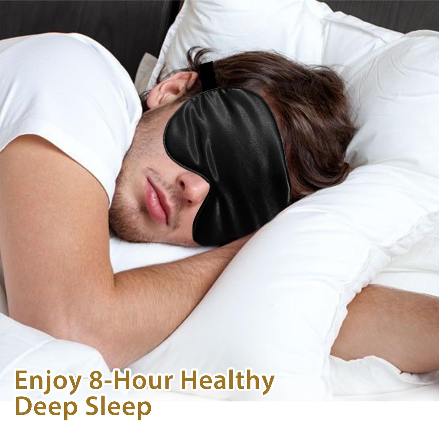JroyJoy 4 Pack Super Soft Silk Sleep Mask - 100% Blackout, Zero Eye Pressure, Blindfold with Adjustable Strap, Travel Eye Covers (Black&Pink&Blue&Light Blue)