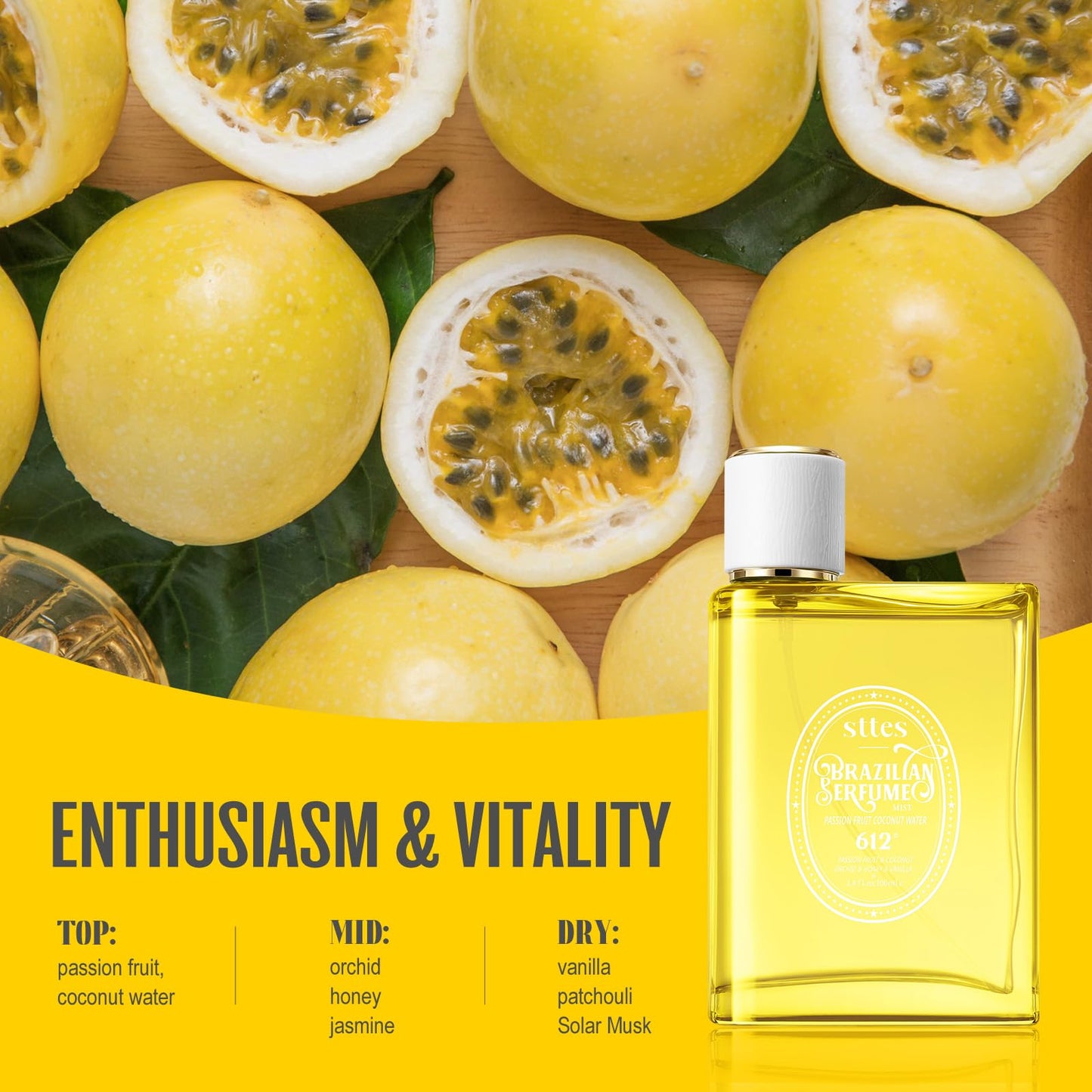 Sttes Perfume 612#（PASSION FRUIT COCONUT WATER） - Eau De Perfume 100ml (3.4fl Oz) Flower Fruit Gourmet tune (PASSION FRUIT +COCONUT +vanilla)
