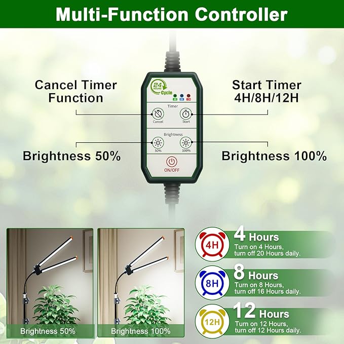 YEOLEH Floor Lamp Grow Light for Large Tall Plants Indoor, 6000K White Full Spectrum Plant Growing Light with Red Blue LED, Foldable Light Strip, Dimmable & Timer Function, Height 17-62‘’ (100, Watts)