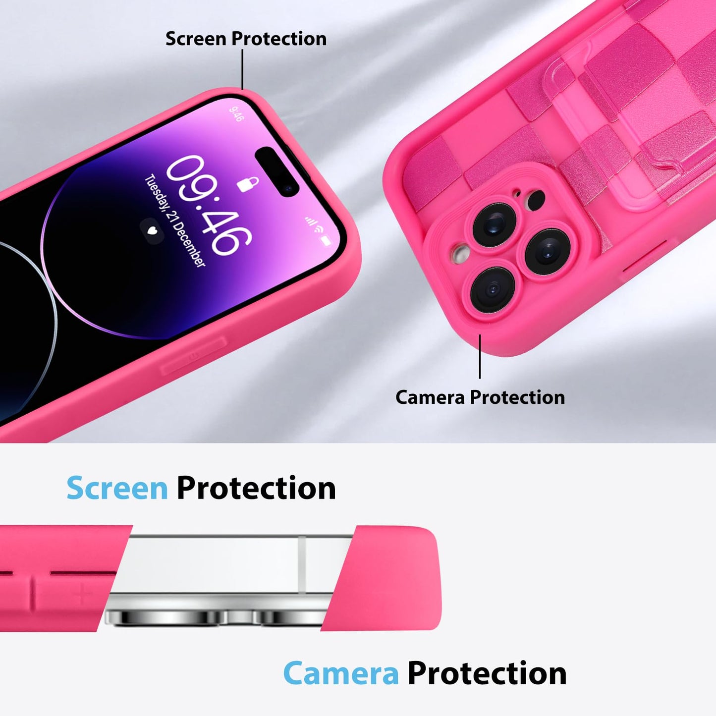 Kanghar Compatible With Iphone 14 Pro Max Case, Wallet Silicone Checkered Cute Pattern, Card Holder Camera Protection Soft Slim