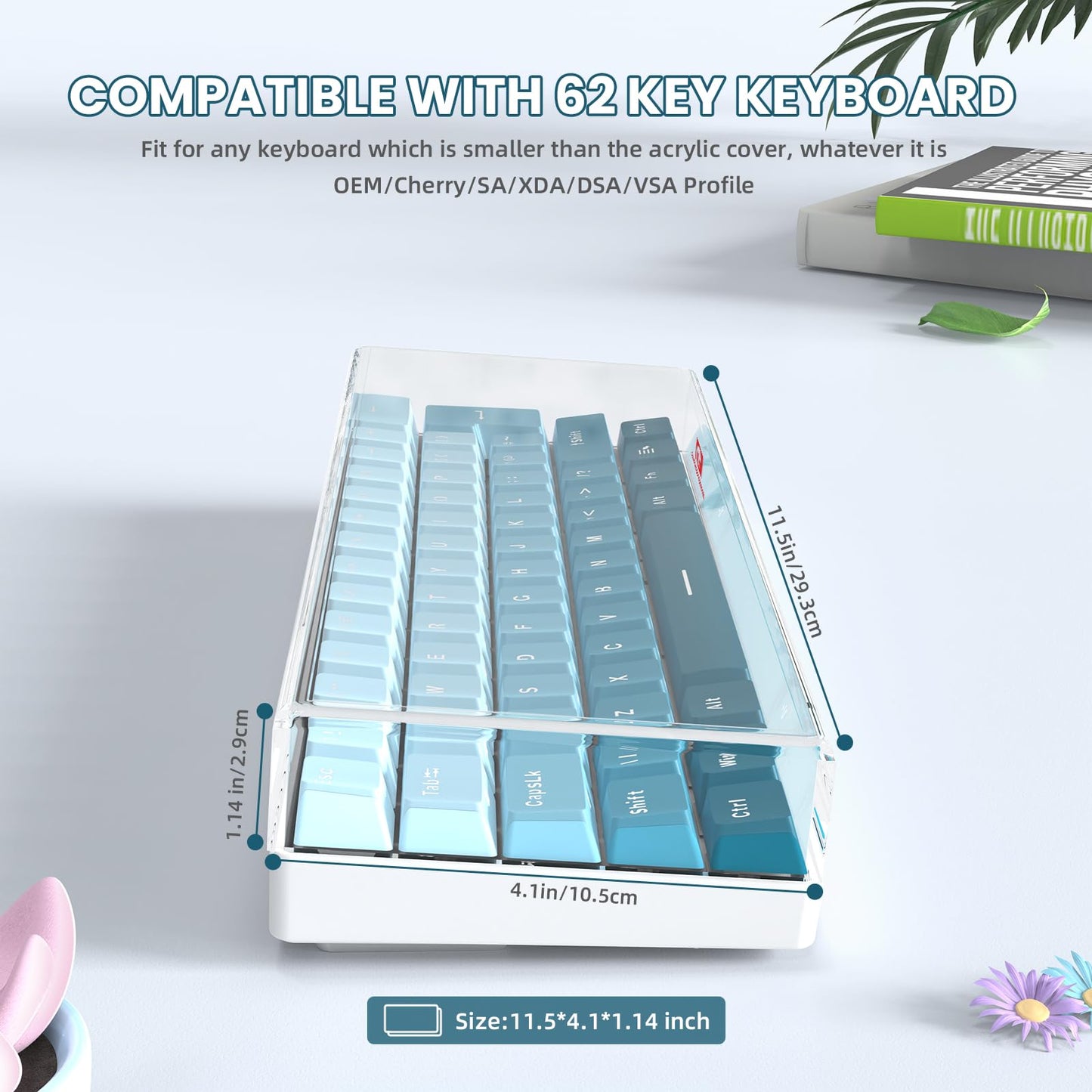 Ziyou Lang Kc01 Acrylic Clear Transparent Keyboard Cover(11.5*4.1*1.14) With Dustproof Waterproof Anti-Hit Anti-Cat Protective C