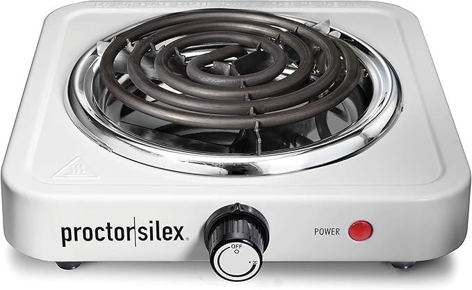 Proctor Silex Portable Electric Stove, Stainless Steel Single Burner Cooktop, Compact, Adjustable Temperature Hot Plate, 1...
