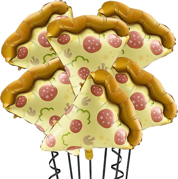 6Pcs Pizza Balloons 23" Pizza Slice Shaped Mylar Balloons Pizza Slice Foil Party Balloons for Pizza Theme Party, Pizza Bir...