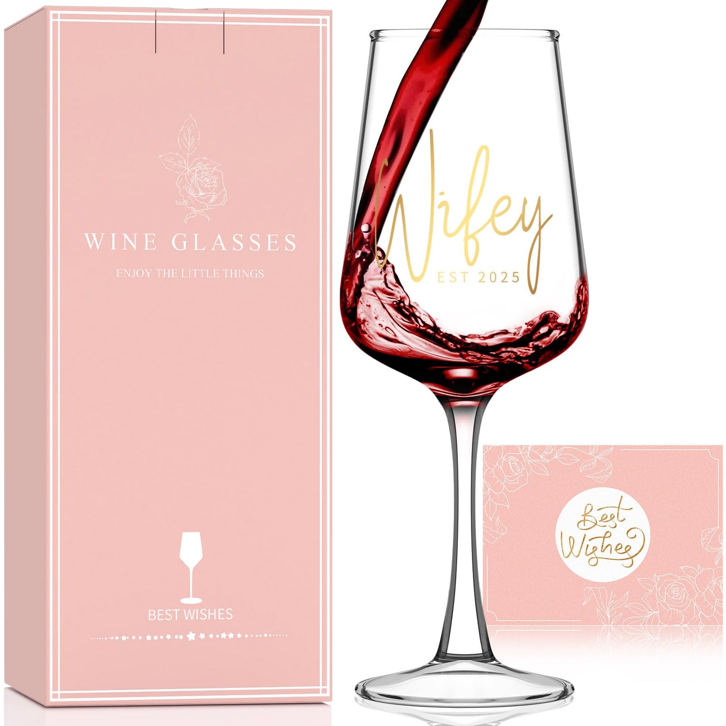 Astonlink Bridal Shower Gifts, Bride to be Bachelorette Gift for Bride, Wedding Gift Bridal Engagement Gifts for Couples - 15.5 Oz Wine Glass