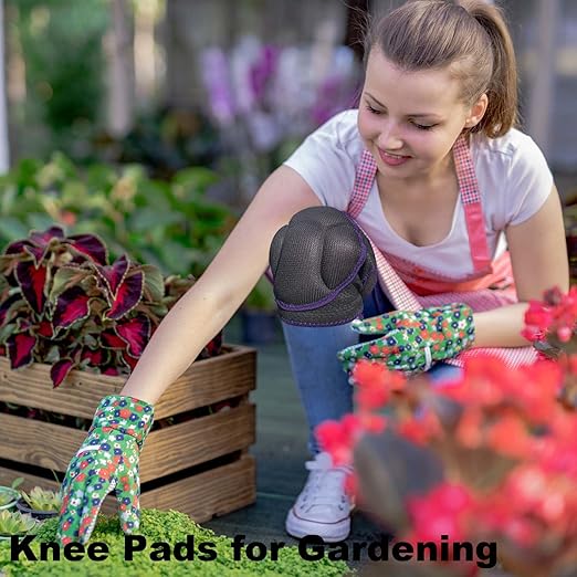Gardening Knee Pads for Women, Mens Kneeling Pad for Cleaning Floor Washing Work, Comfortable Knee Protector for Cleaner Gardener, Adjustable Soft Knee Pad for Kneeling on Hard Floor for Christmas, Purple L (1 pair)