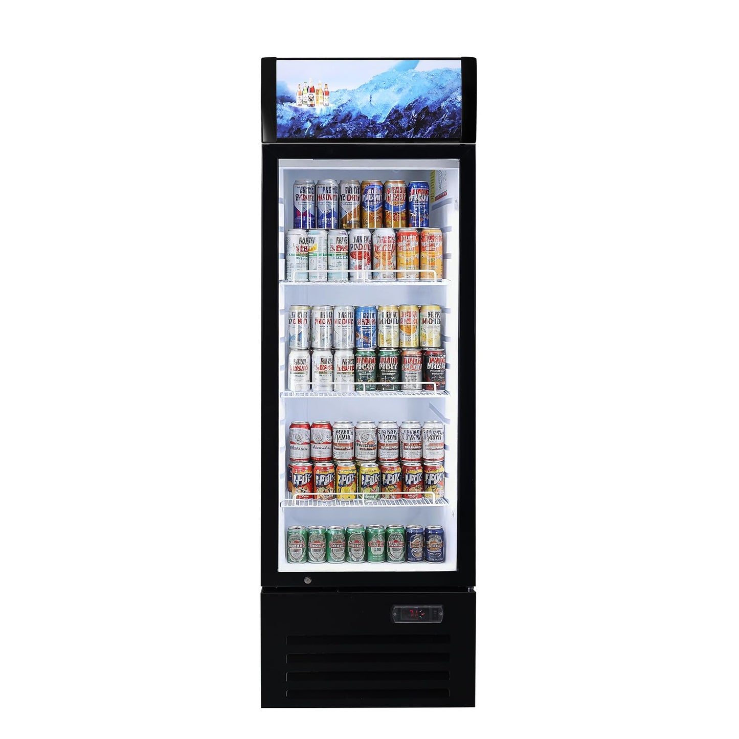 Bluelinecool Commercial Refrigerators 9 Cu.Ft Upright Merchandiser Drink Cooler – Glass Door Beverage Fridge with LED Light, Adjustable Shelves, Lock Wheels – Display Refrigerator for Beer, Bar, Shop