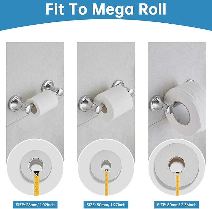RUMOSE Toilet Paper Roll Holder Bathroom Flexible Pivoting Tissue Handle on Wall Mounted Polished Chrome Rustproof Toilet Tissue Roll Holder,Stainless Steel