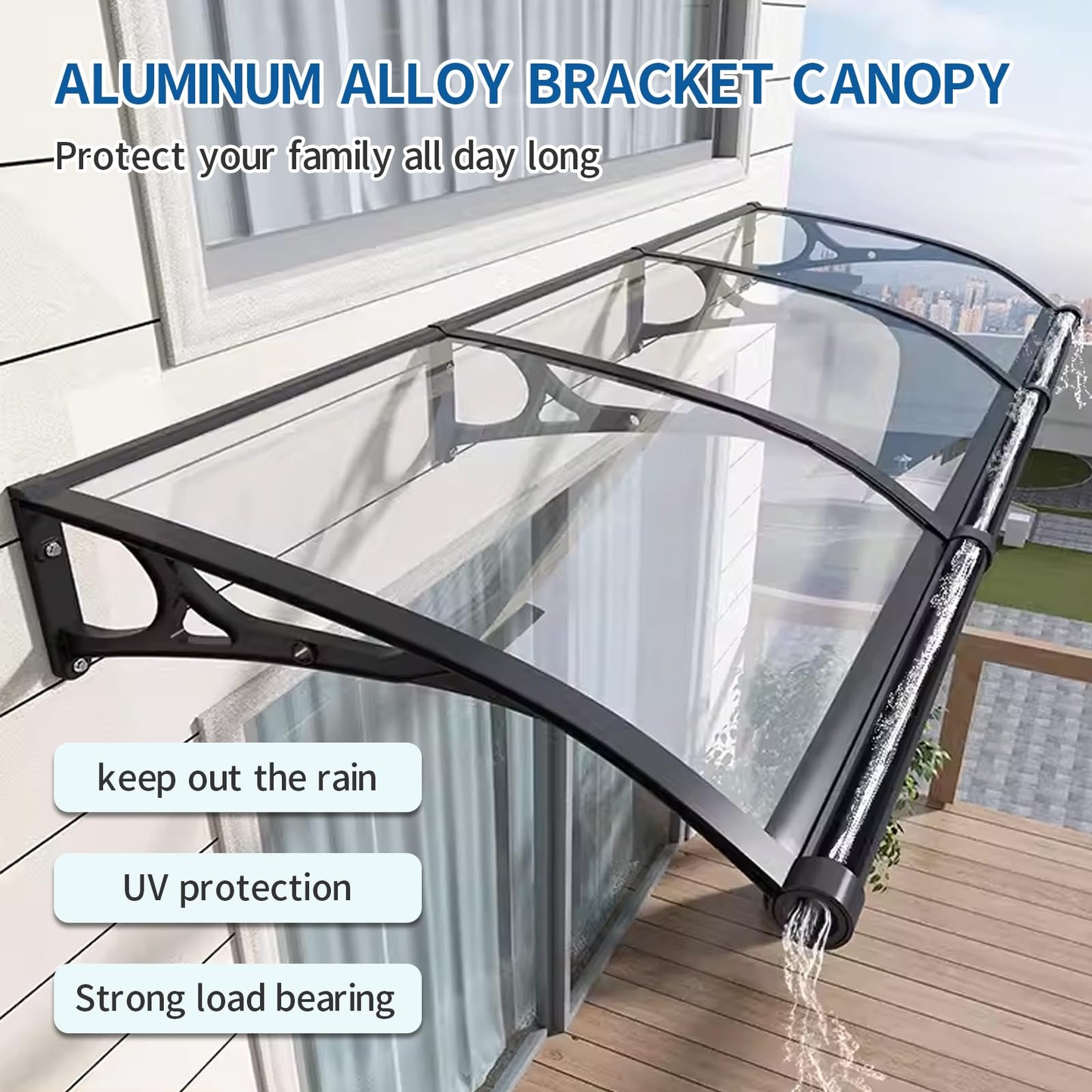 Door Awnings Exterior, Polycarbonate Cover Awnings for Doors Entrance, Awning for Door Window Exterior with Aluminum Bracket for Sun Shutter, UV, Rain and Snow Protection-B-60x60cm/24x24in