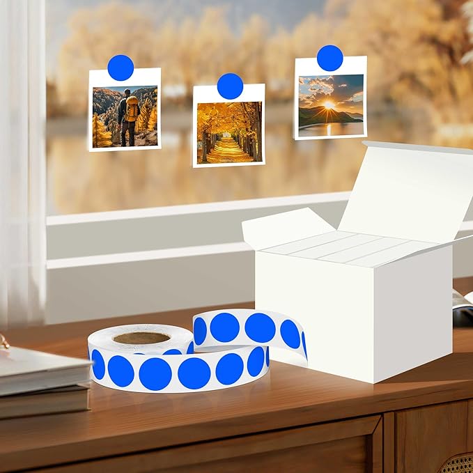 0.75 Inch 4 Rolls of 4000 Colorful Dots Sealing Stickers,3/4"Round Permanent Adhesive Color Coding Labels,Blue Dots Stickers for Home Decorative, Storage Bins, Moving Containers & Organization