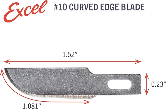 Excel Blades 50 PCS Hobby Blade Refill, #10 High Carbon Steel Curved Hobby Knife Blades Replacement, For Precision Cutting, Multi-Purpose Professional, Hobby, and Crafting