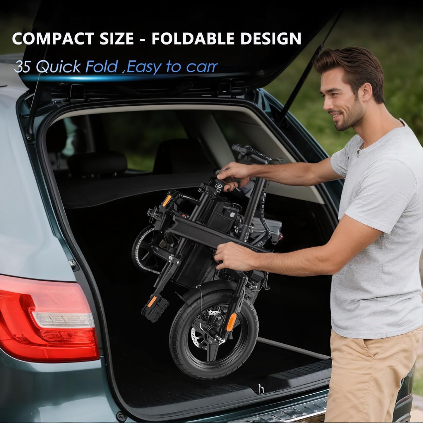 Electric Bike for Adults Peak 500W, 23MPH Max Speed Folding Electric Bicycles, 14" Mini Ebike Pedal Assist, 30° Uphill Shock Absorbers E-Bike, 48V12AH Removable Battery, Top 38 Miles PAS Range (W1)