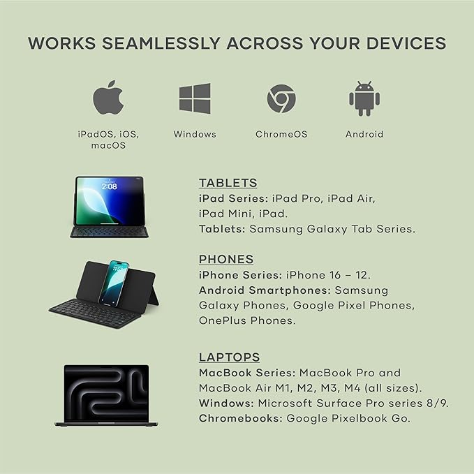 Satechi OntheGo Bluetooth Keyboard with Adjustable Stand, Connect up 3 Devices, USB C Rechargeable Battery, Compact and Portable Keyboard for iPad, Tablet – Black