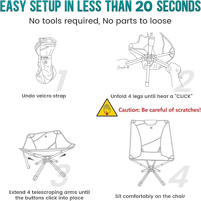 TCEK Portable High Back Camping Chair with Adjustable Height, Small Compact Outdoor Folding Chair for Adults Travel, Riselite Collapsible Lightweight Packable Camp Chairs, Easy Carry and Quick Setup