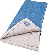 Coleman Sun Ridge 40°F Cool-Weather Sleeping Bag, Lightweight Adult Sleeping Bag with Soft Trim & Draft Tube, Machine Wash...