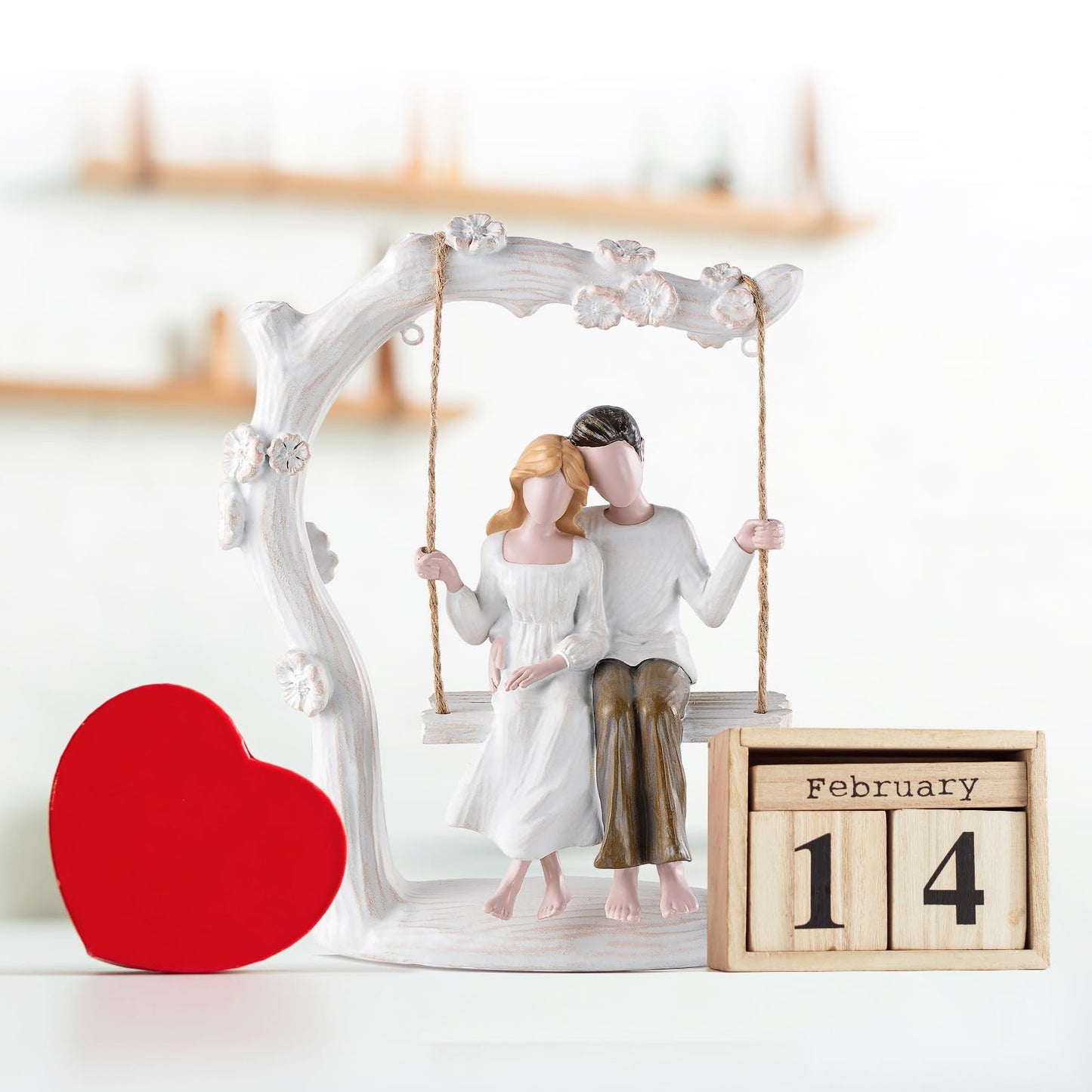 Storieme Wedding Gifts for Couple Anniversary - Romantic Couples Swing Figurine Sculpture - Unique Engagement Birthday Gift Ideas for Newlyweds Husband Wife Her Him