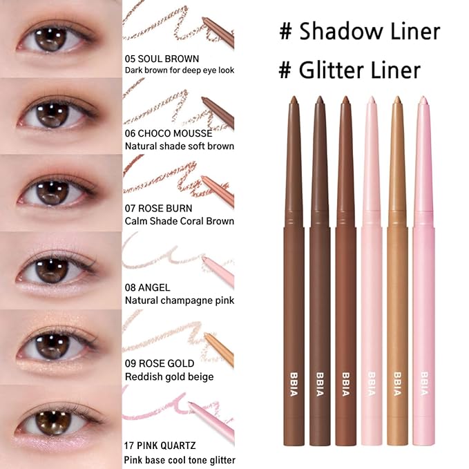 BBIA Last Auto Gel Eyeliner 17 Color – Multi-Use Longwear & Waterproof Mechanical Eye Liner Easy Drawing with Smooth Texture Smudge-Resistant Shadow & Glitter Vegan Korea Eye Makeup (18 MOON SHOWER)