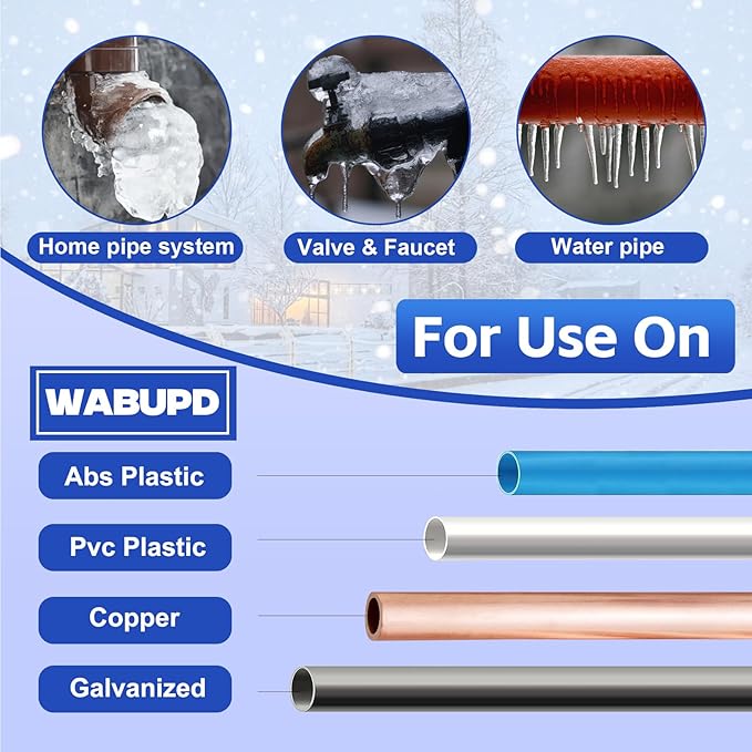 3FT-200FT Heat Tape for Water Pipes, -40°F Deicing Pipe Heat Cable,Electric Heating Cable Pipe,Frezze Protection for Heat Trace Cable for Metal, Plastic Home Pipes,Gutter,120V 5W/ft（100FT）